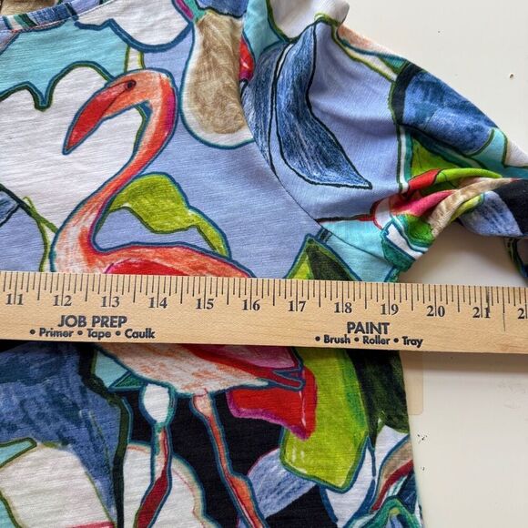 Chico's Colorful Tropical Print Knit top, Size Medium - Picture 8 of 9